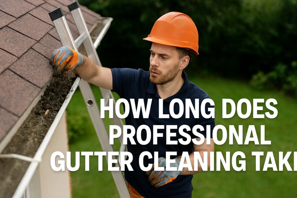 Professional gutter cleaner cleaning a gutter in Kennesaw GA